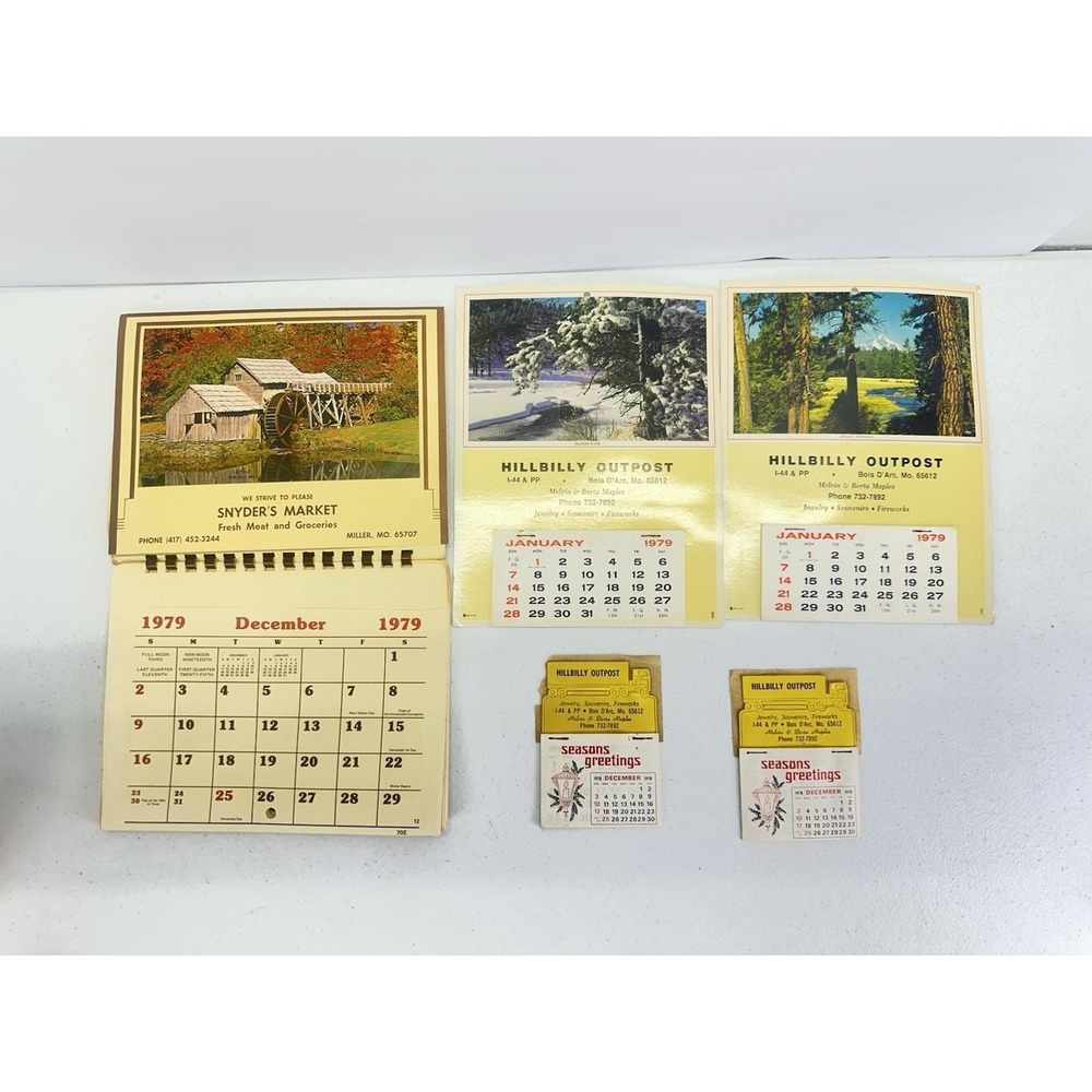 Vintage 1978 1979 Missouri Advertising Calendars Lot Hillbilly Outpost Snyder's